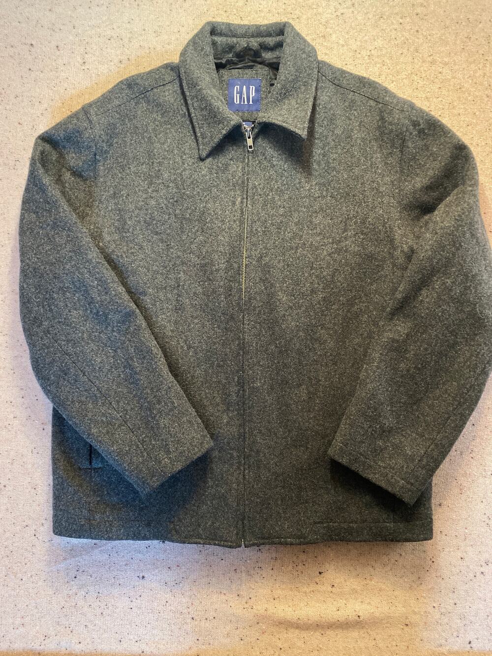 VTG Gap Wool Zip Coat Lined Charcoal Medium Men's Y2K Preppy